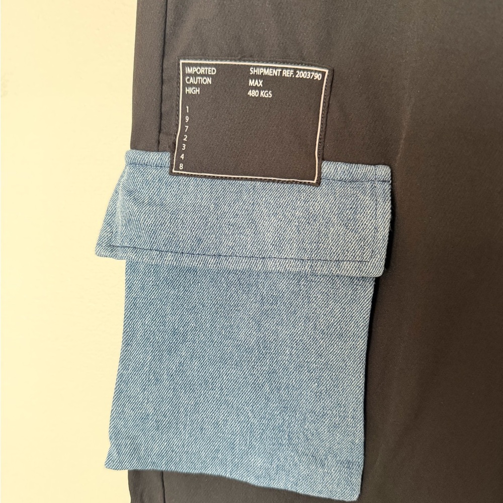 Manière De Voir Cargo Joggers Black Denim Pocket Streetwear Pants Size 14 - Picture 2 of 9